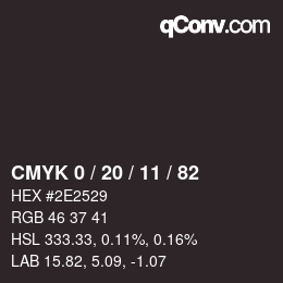 Color code: CMYK 0 / 20 / 11 / 82 | qconv.com