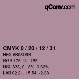 Color code: CMYK 0 / 20 / 12 / 31 | qconv.com