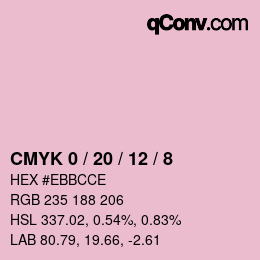 カラーコード: CMYK 0 / 20 / 12 / 8 | qconv.com