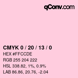 颜色代码: CMYK 0 / 20 / 13 / 0 | qconv.com