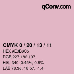 カラーコード: CMYK 0 / 20 / 13 / 11 | qconv.com