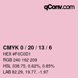 カラーコード: CMYK 0 / 20 / 13 / 6 | qconv.com