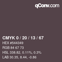 Color code: CMYK 0 / 20 / 13 / 67 | qconv.com