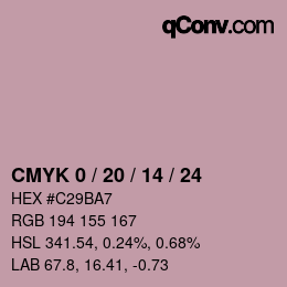 カラーコード: CMYK 0 / 20 / 14 / 24 | qconv.com