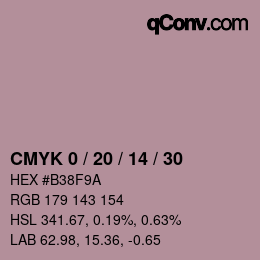 カラーコード: CMYK 0 / 20 / 14 / 30 | qconv.com