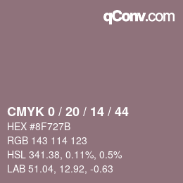 Color code: CMYK 0 / 20 / 14 / 44 | qconv.com