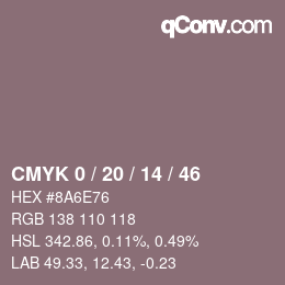 Color code: CMYK 0 / 20 / 14 / 46 | qconv.com
