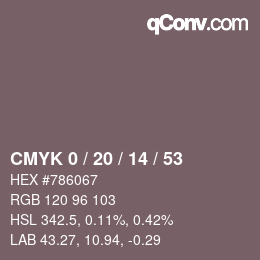 Color code: CMYK 0 / 20 / 14 / 53 | qconv.com