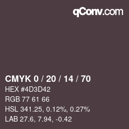 Color code: CMYK 0 / 20 / 14 / 70 | qconv.com