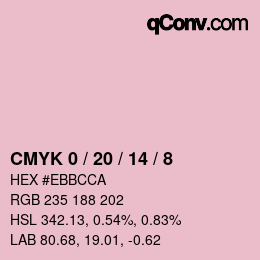 カラーコード: CMYK 0 / 20 / 14 / 8 | qconv.com