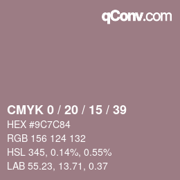 Código de color: CMYK 0 / 20 / 15 / 39 | qconv.com