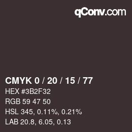 カラーコード: CMYK 0 / 20 / 15 / 77 | qconv.com