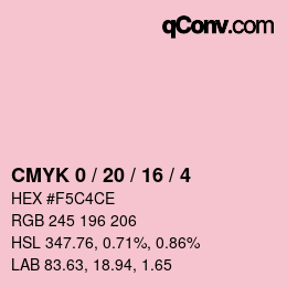 カラーコード: CMYK 0 / 20 / 16 / 4 | qconv.com