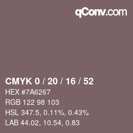 Color code: CMYK 0 / 20 / 16 / 52 | qconv.com