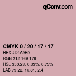 カラーコード: CMYK 0 / 20 / 17 / 17 | qconv.com