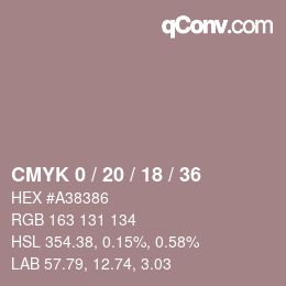 Farbcode: CMYK 0 / 20 / 18 / 36 | qconv.com
