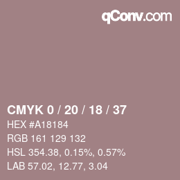Code couleur: CMYK 0 / 20 / 18 / 37 | qconv.com