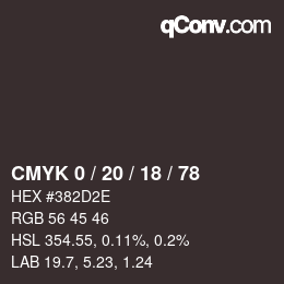 カラーコード: CMYK 0 / 20 / 18 / 78 | qconv.com