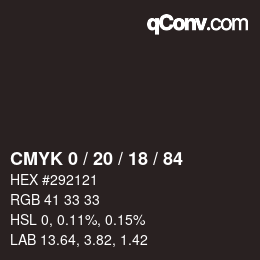Código de color: CMYK 0 / 20 / 18 / 84 | qconv.com