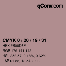 カラーコード: CMYK 0 / 20 / 19 / 31 | qconv.com