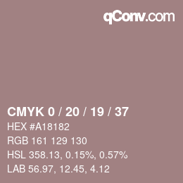 カラーコード: CMYK 0 / 20 / 19 / 37 | qconv.com