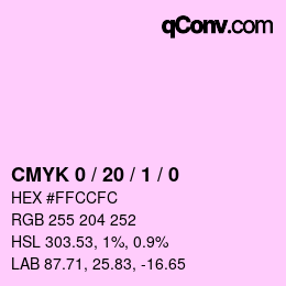 カラーコード: CMYK 0 / 20 / 1 / 0 | qconv.com