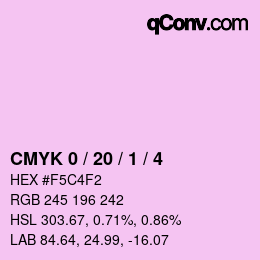 カラーコード: CMYK 0 / 20 / 1 / 4 | qconv.com