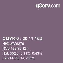 颜色代码: CMYK 0 / 20 / 1 / 52 | qconv.com