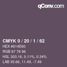 Color code: CMYK 0 / 20 / 1 / 62 | qconv.com