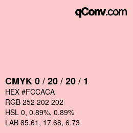 カラーコード: CMYK 0 / 20 / 20 / 1 | qconv.com