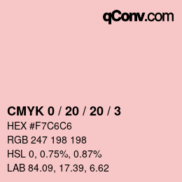 カラーコード: CMYK 0 / 20 / 20 / 3 | qconv.com