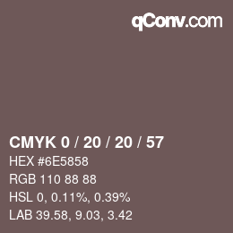Color code: CMYK 0 / 20 / 20 / 57 | qconv.com