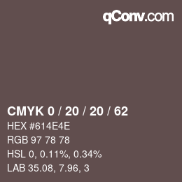 Color code: CMYK 0 / 20 / 20 / 62 | qconv.com