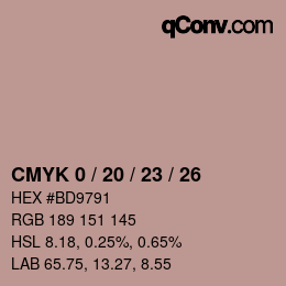 カラーコード: CMYK 0 / 20 / 23 / 26 | qconv.com