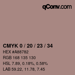 カラーコード: CMYK 0 / 20 / 23 / 34 | qconv.com