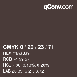 Color code: CMYK 0 / 20 / 23 / 71 | qconv.com
