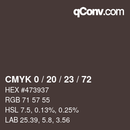 Color code: CMYK 0 / 20 / 23 / 72 | qconv.com