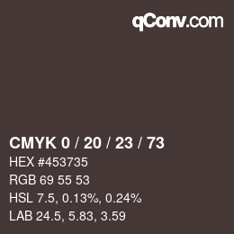 Color code: CMYK 0 / 20 / 23 / 73 | qconv.com