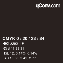 Color code: CMYK 0 / 20 / 23 / 84 | qconv.com