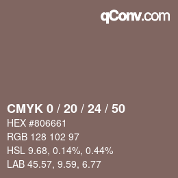 カラーコード: CMYK 0 / 20 / 24 / 50 | qconv.com