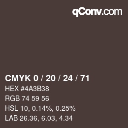 Color code: CMYK 0 / 20 / 24 / 71 | qconv.com