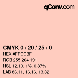カラーコード: CMYK 0 / 20 / 25 / 0 | qconv.com
