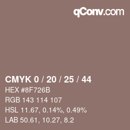 Farbcode: CMYK 0 / 20 / 25 / 44 | qconv.com