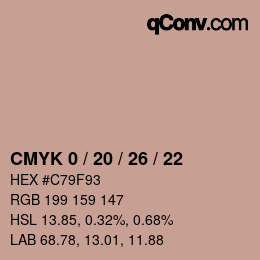 Color code: CMYK 0 / 20 / 26 / 22 | qconv.com