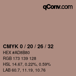 颜色代码: CMYK 0 / 20 / 26 / 32 | qconv.com