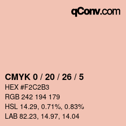 Farbcode: CMYK 0 / 20 / 26 / 5 | qconv.com