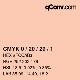 Color code: CMYK 0 / 20 / 29 / 1 | qconv.com