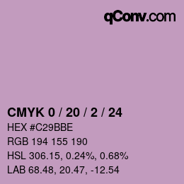 カラーコード: CMYK 0 / 20 / 2 / 24 | qconv.com