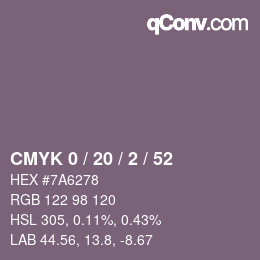 Color code: CMYK 0 / 20 / 2 / 52 | qconv.com