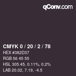 Color code: CMYK 0 / 20 / 2 / 78 | qconv.com